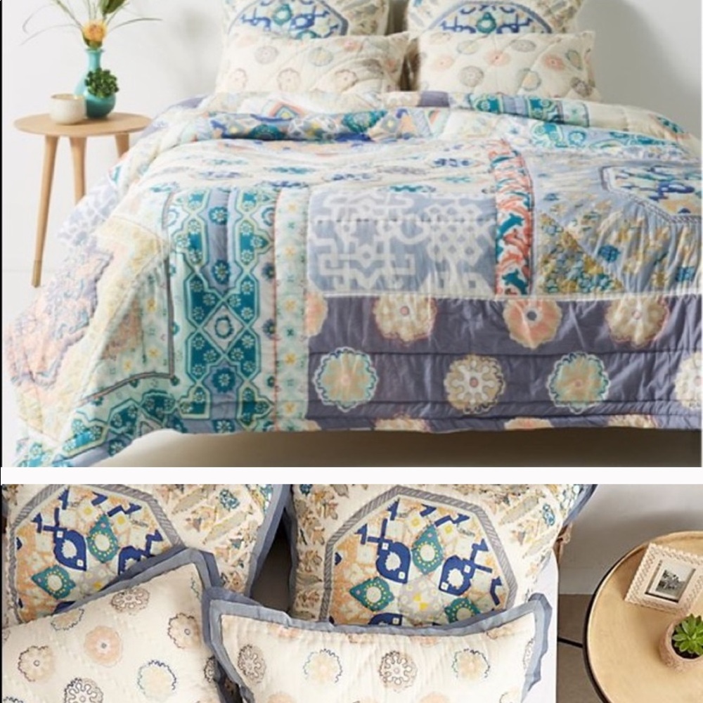 Anthropologie queen comforter matching Euro shams